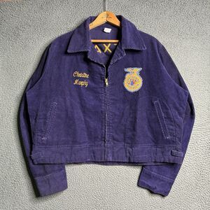 Vintage FFA Willis Texas Blue Corduroy Jacket Future Farmer USA size 44